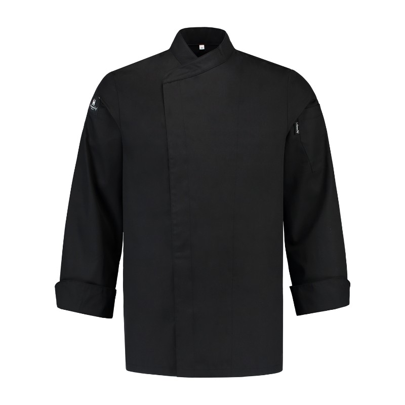 Black Full Sleeves Closure Chef Jacket by Orient Uniforms for customers in Dubai, Abu Dhabi, Sharjah, Ajman and across the UAE