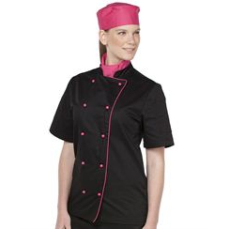 Female S Black Color Pink Piping Slim Cut Short Collar by Orient Uniforms for customers in Dubai, Abu Dhabi, Sharjah, Ajman and across the UAE