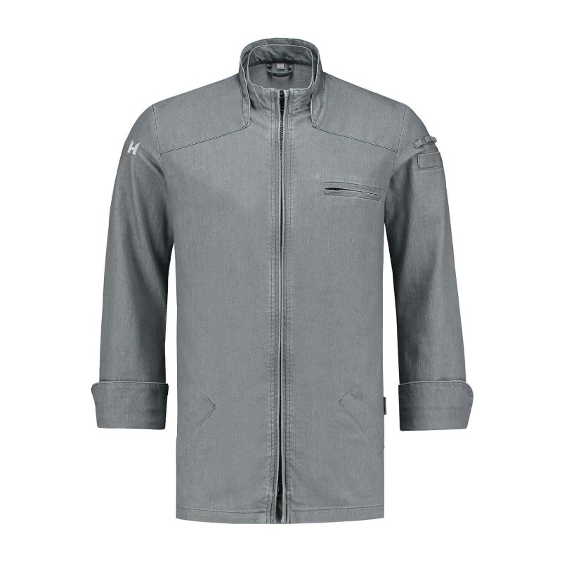 Jacket Chef Steel Zipper Short Collar by Orient Uniforms for customers in Dubai, Abu Dhabi, Sharjah, Ajman and across the UAE