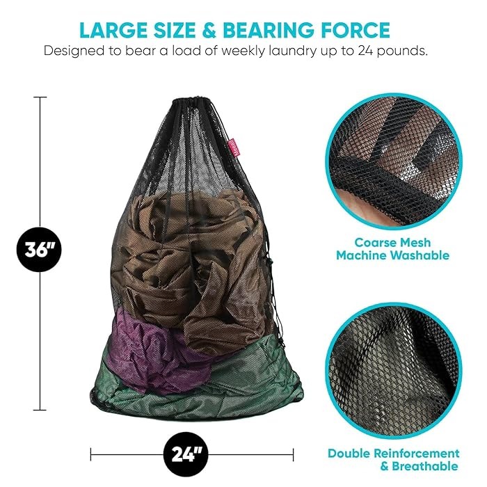 Mesh Material Black Laundry Bag by Orient Uniforms for customers in Dubai, Abu Dhabi, Sharjah, Ajman and across the UAE