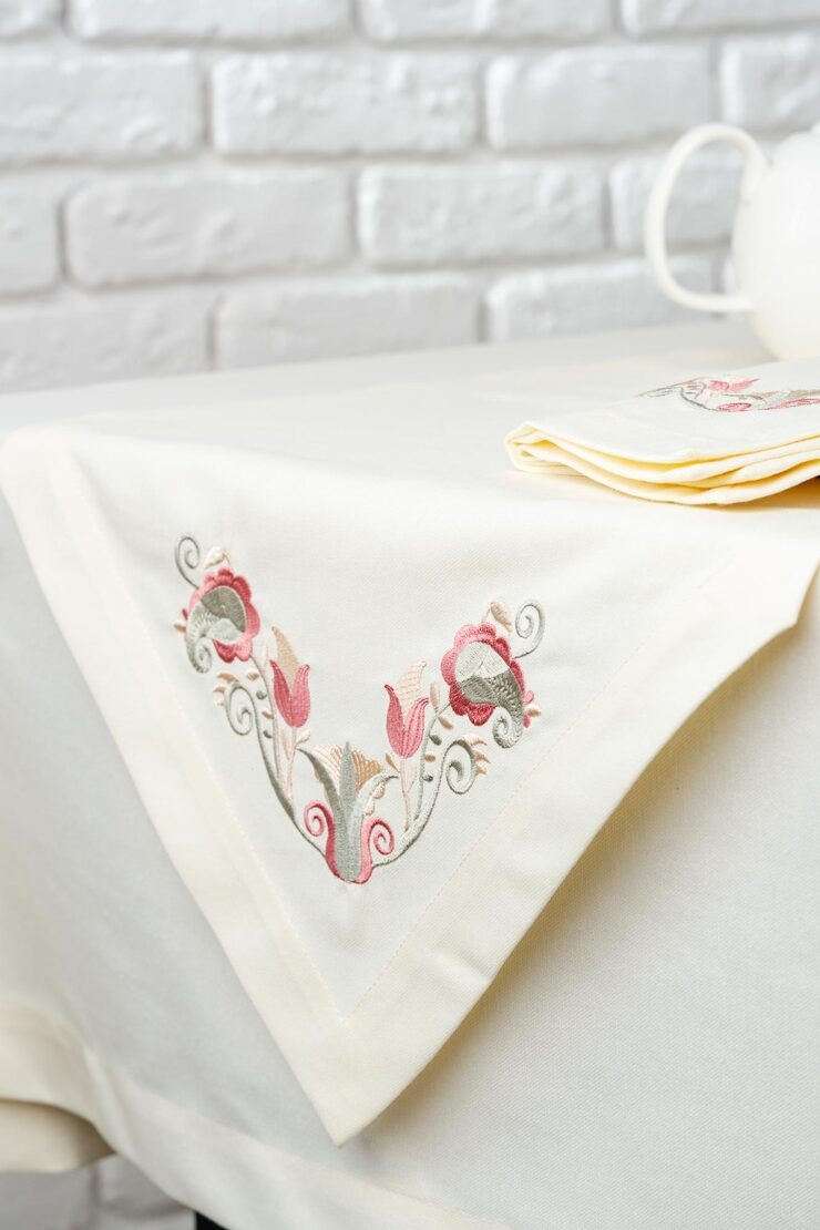 Cream Color Floral Table Runner by Orient Uniforms for customers in Dubai, Abu Dhabi, Sharjah, Ajman and across the UAE