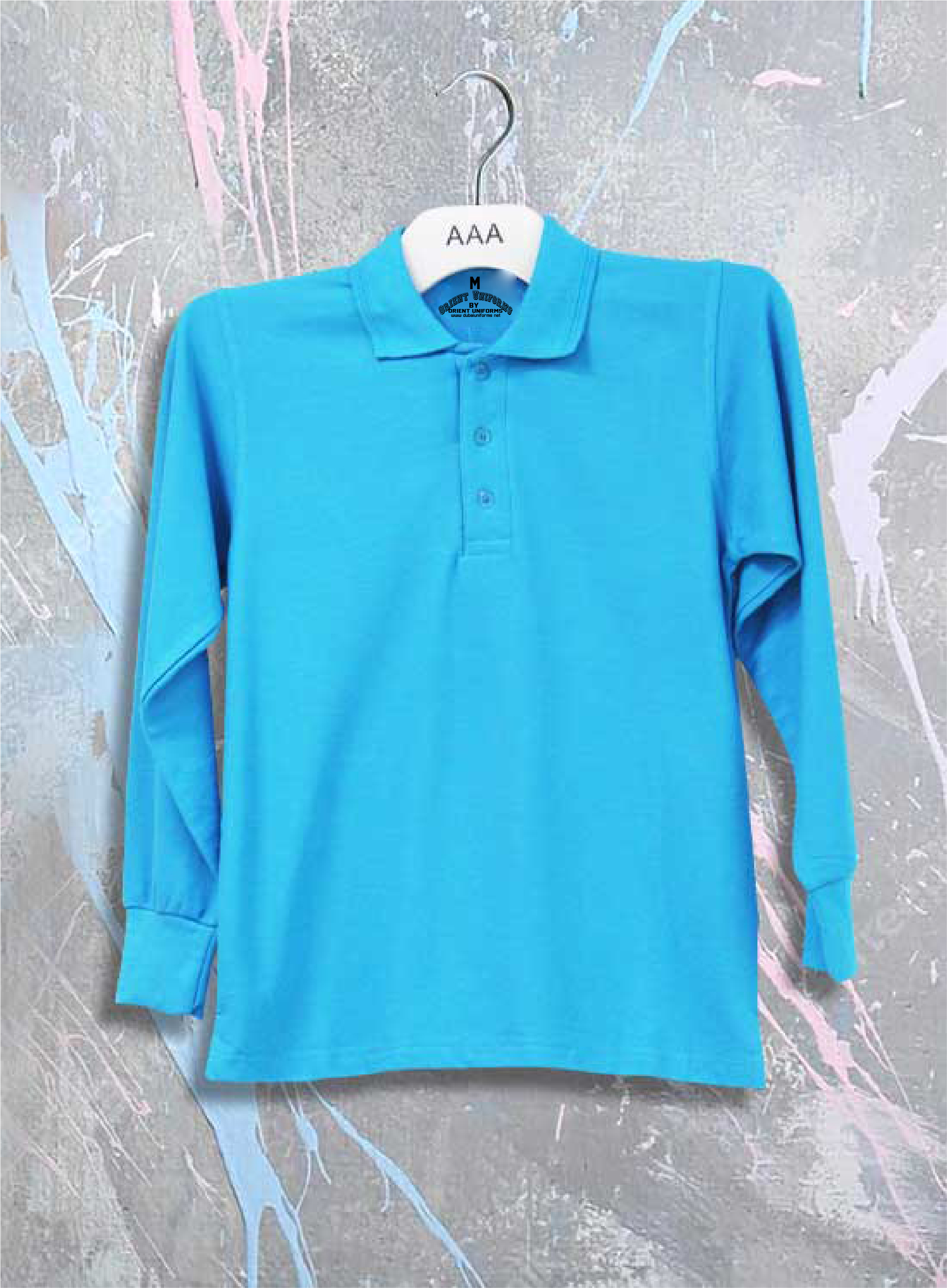 Polo S Aqua Bluee Full Sleeves Shirt Cotton by Orient Uniforms for customers in Dubai, Abu Dhabi, Sharjah, Ajman and across the UAE