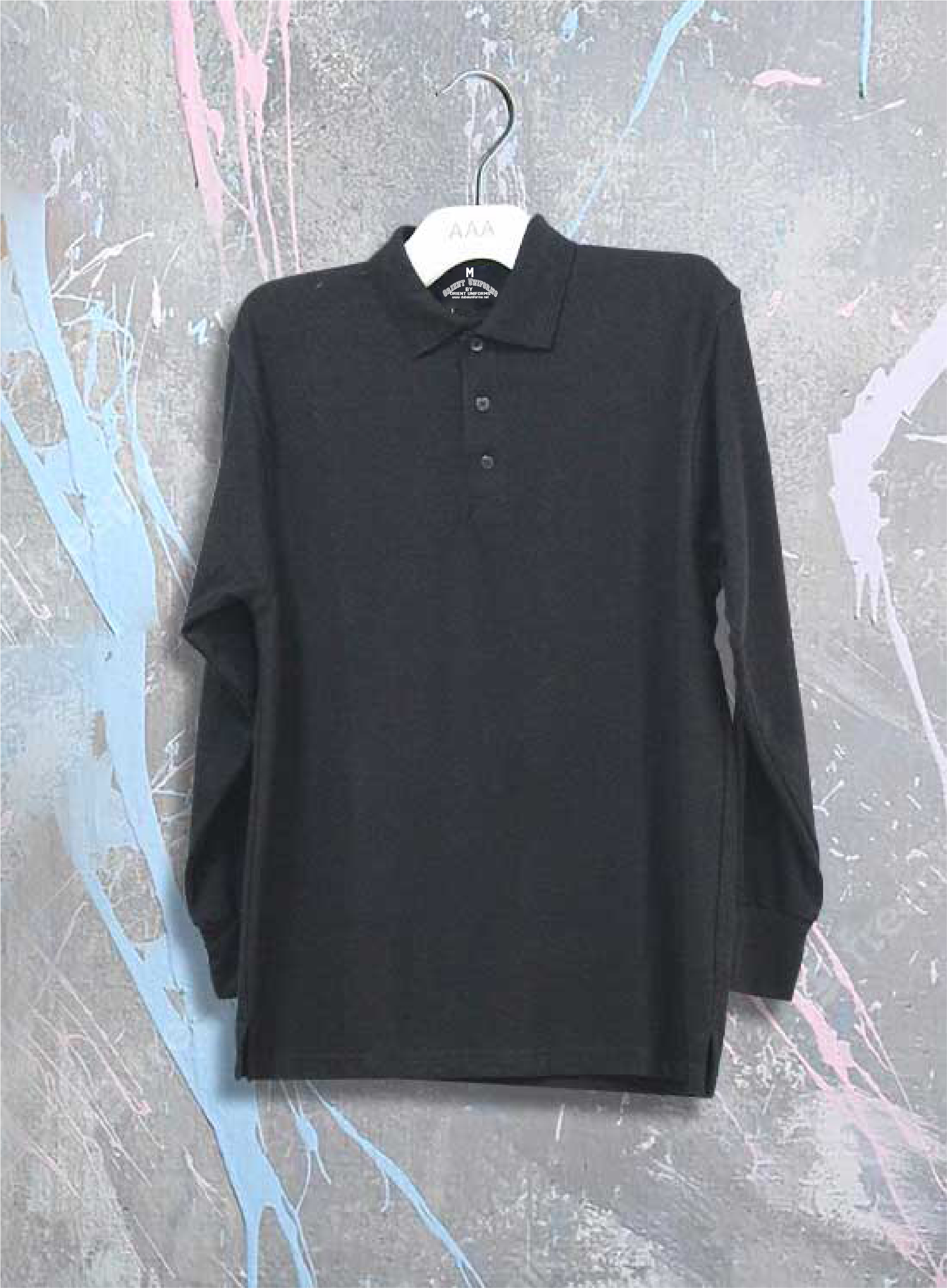 Polo S Black Full Sleeves Shirt Cotton by Orient Uniforms for customers in Dubai, Abu Dhabi, Sharjah, Ajman and across the UAE