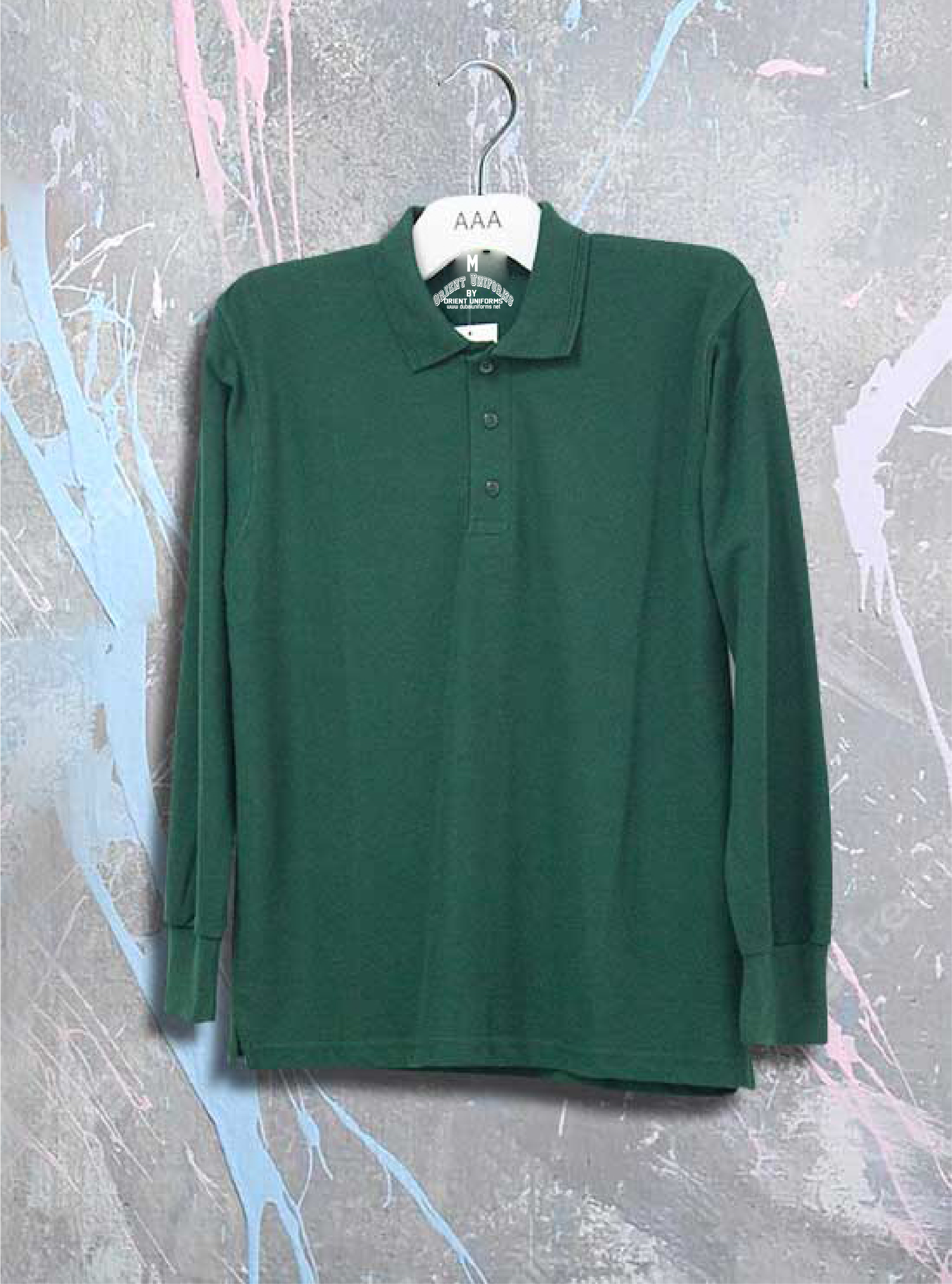 Polo S Dark Green Full Sleeves Shirt Cotton by Orient Uniforms for customers in Dubai, Abu Dhabi, Sharjah, Ajman and across the UAE