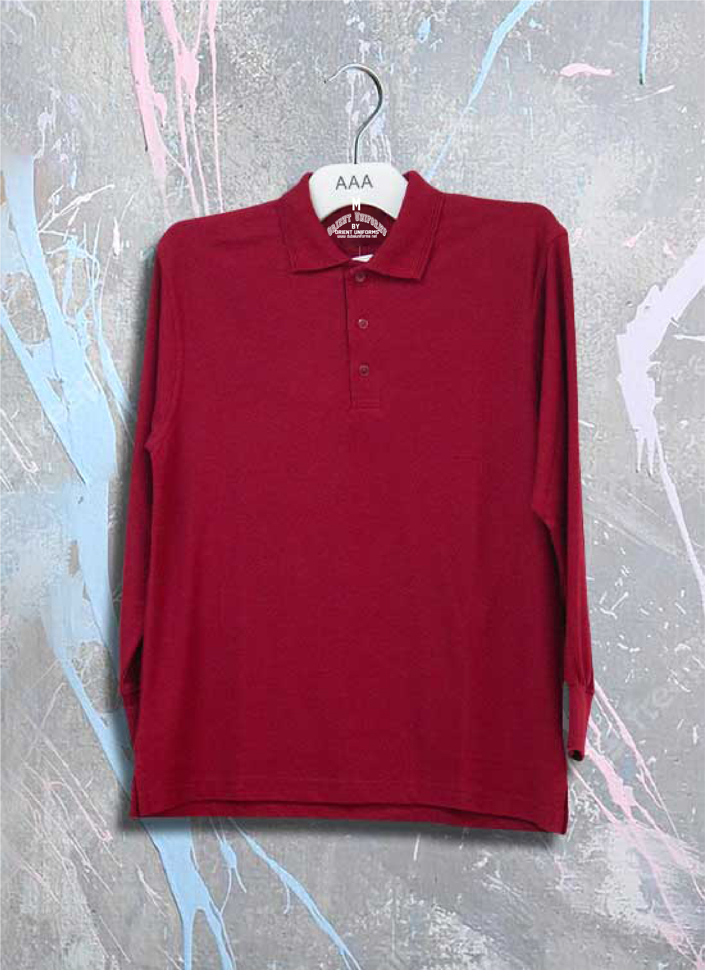 Polo S Mahroon Full Sleeves Shirt Cotton by Orient Uniforms for customers in Dubai, Abu Dhabi, Sharjah, Ajman and across the UAE