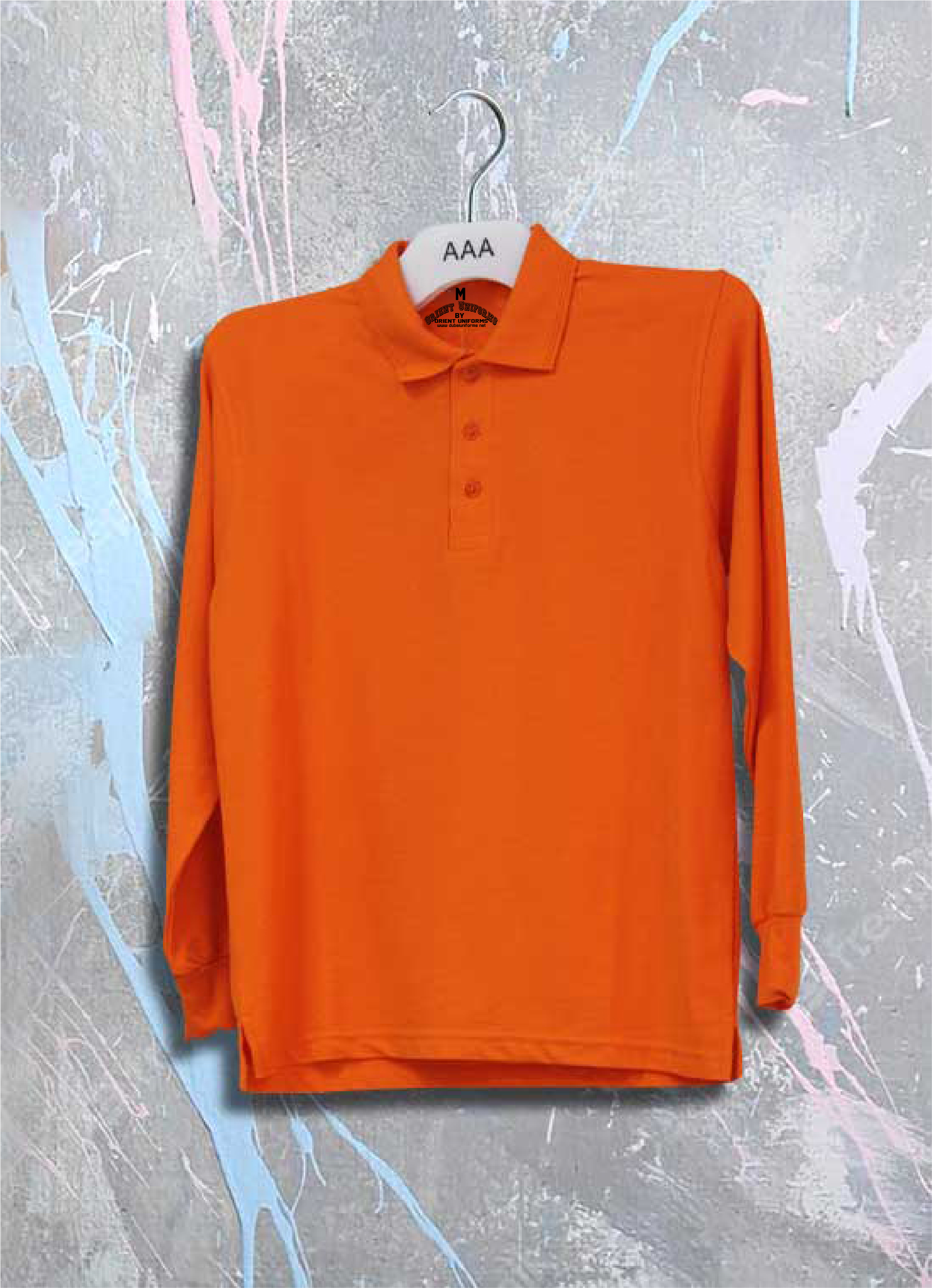 Polo S Orange Full Sleeves Shirt Cotton by Orient Uniforms for customers in Dubai, Abu Dhabi, Sharjah, Ajman and across the UAE