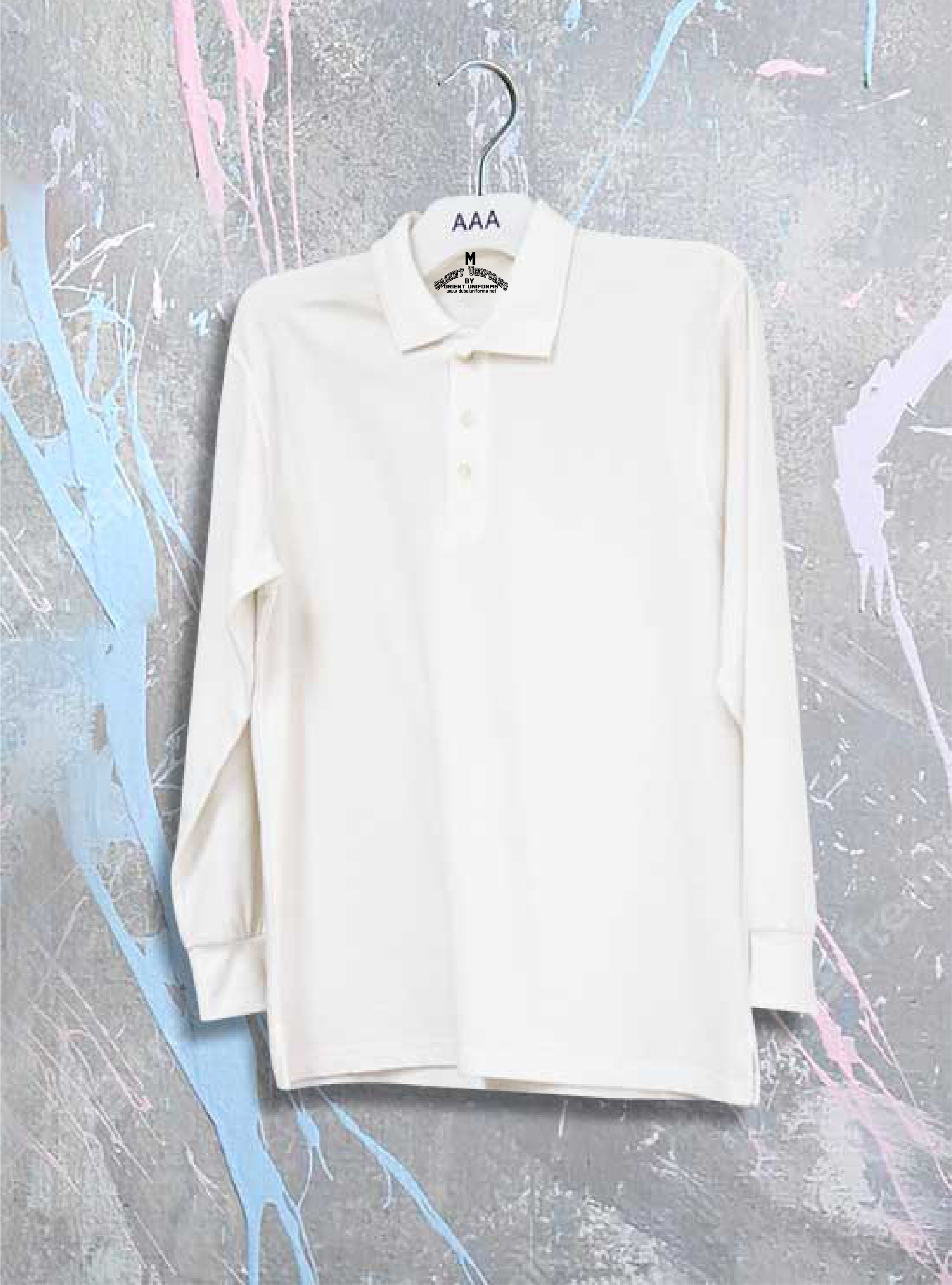 Polo S White Full Sleeves Shirt Cotton by Orient Uniforms for customers in Dubai, Abu Dhabi, Sharjah, Ajman and across the UAE