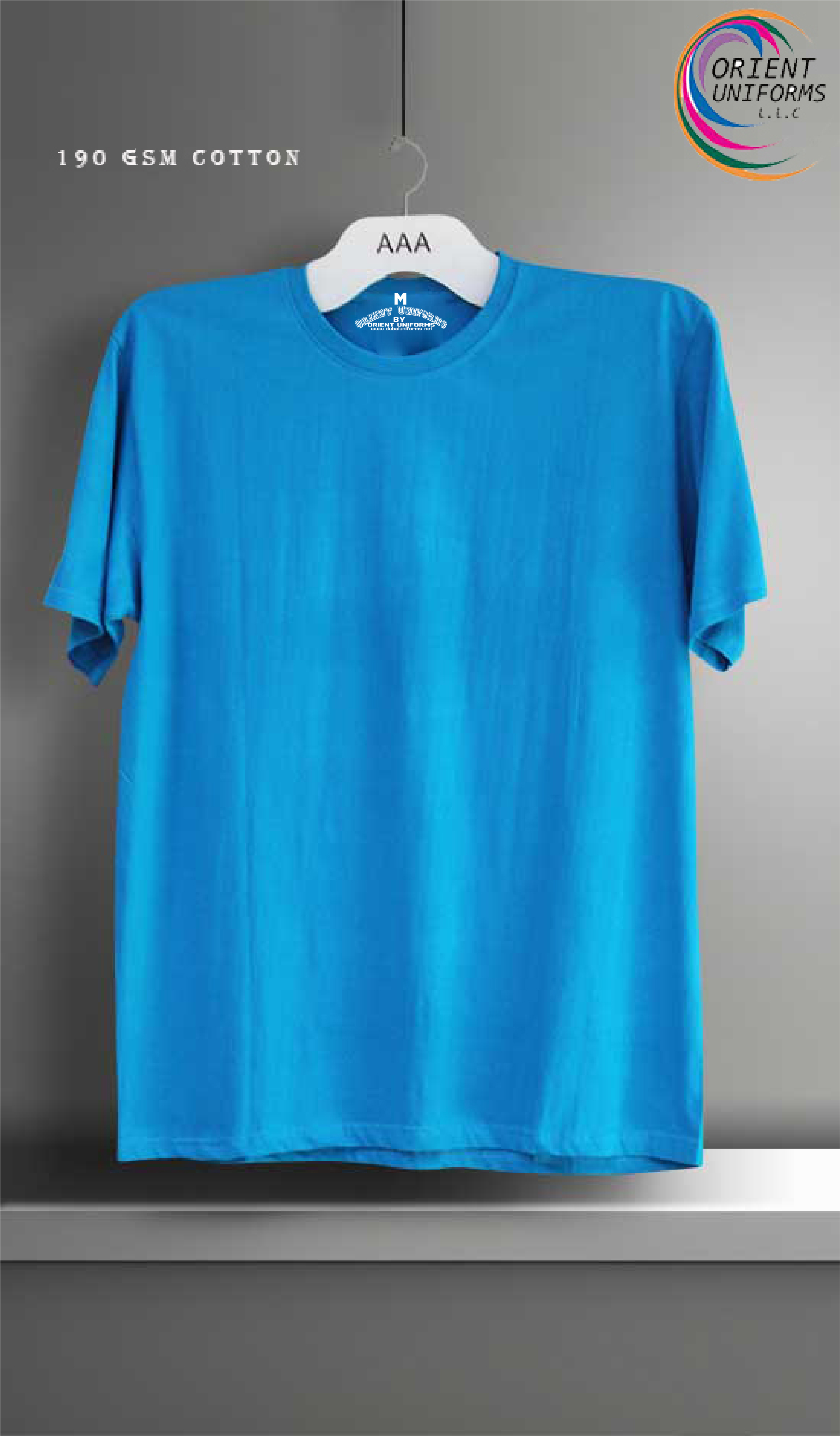 Round Neck Tshirts Aqua Bluee Tshirt by Orient Uniforms for customers in Dubai, Abu Dhabi, Sharjah, Ajman and across the UAE