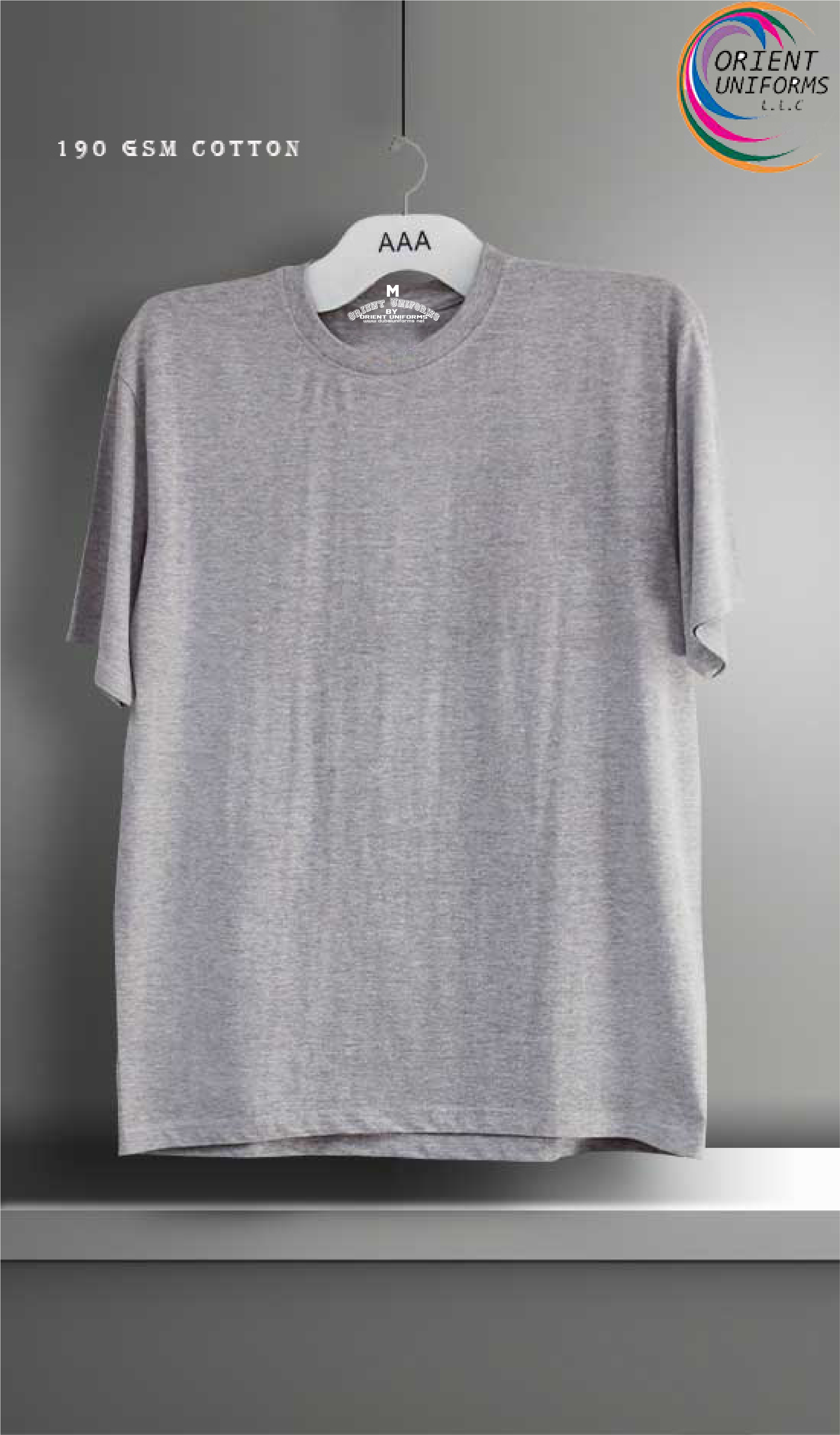 Round Neck Tshirts Gray Tshirt by Orient Uniforms for customers in Dubai, Abu Dhabi, Sharjah, Ajman and across the UAE