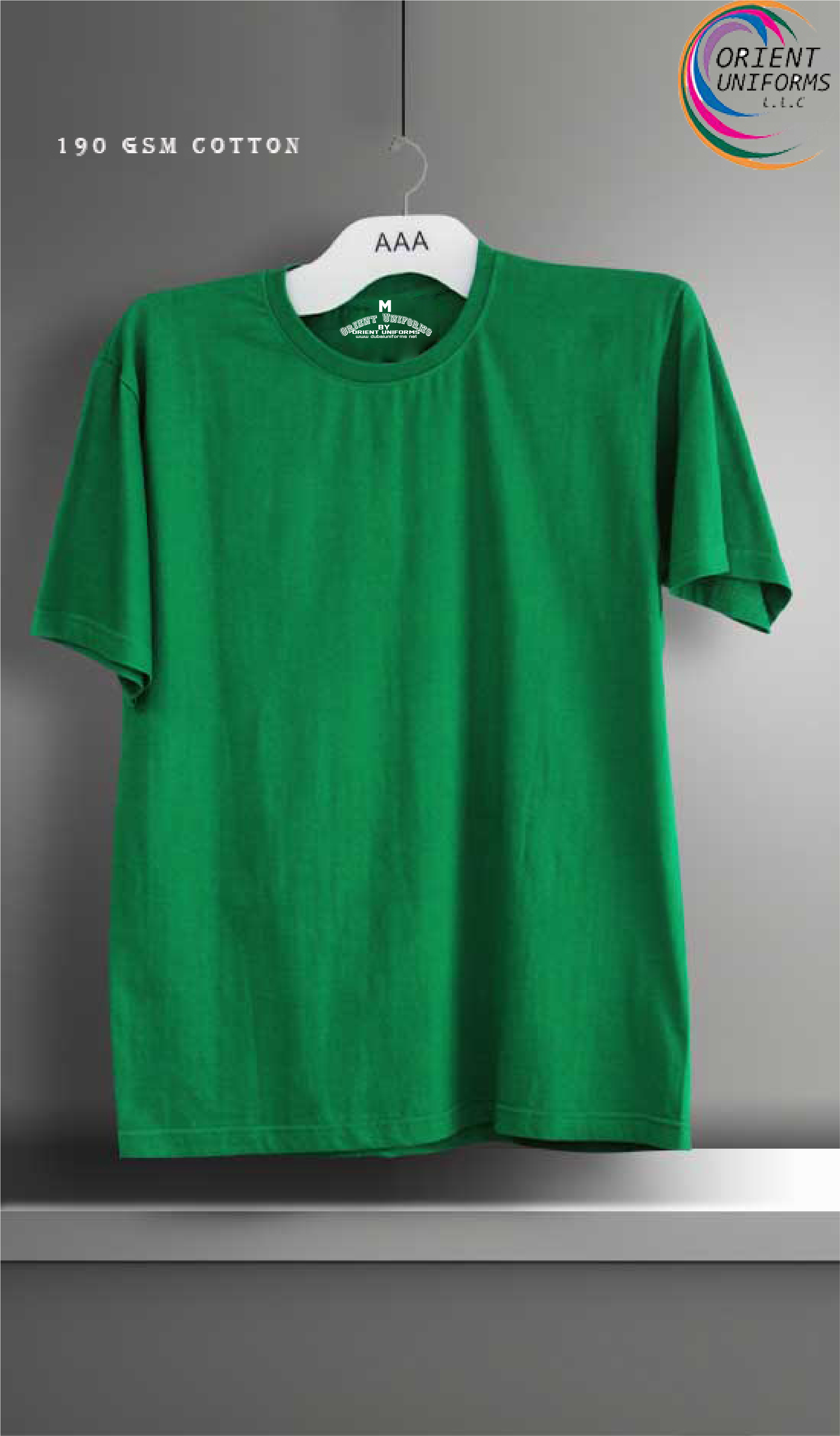 Round Neck Tshirts Green Tshirt by Orient Uniforms for customers in Dubai, Abu Dhabi, Sharjah, Ajman and across the UAE