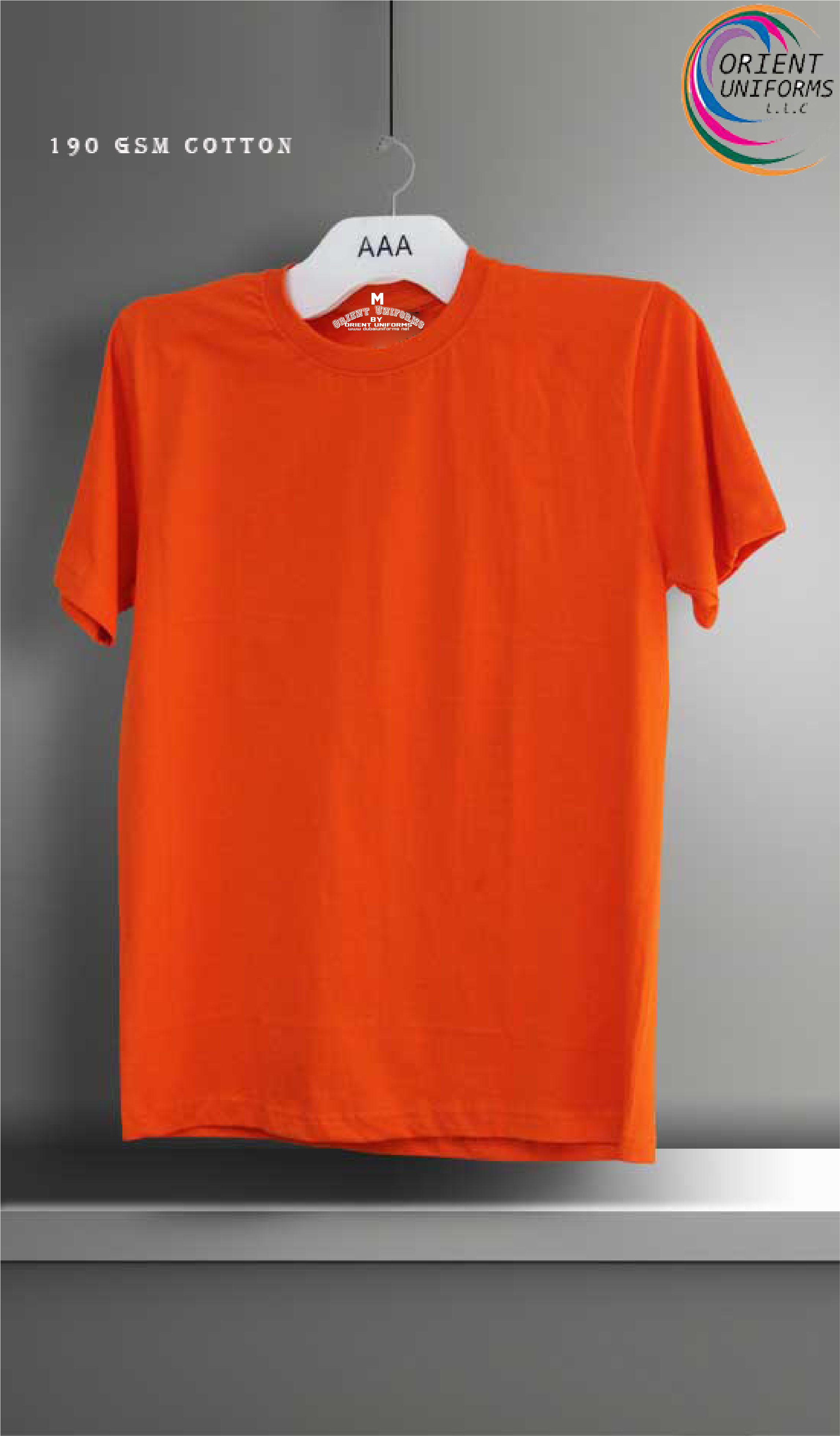 Round Neck Tshirts Orange Color Tshirt by Orient Uniforms for customers in Dubai, Abu Dhabi, Sharjah, Ajman and across the UAE