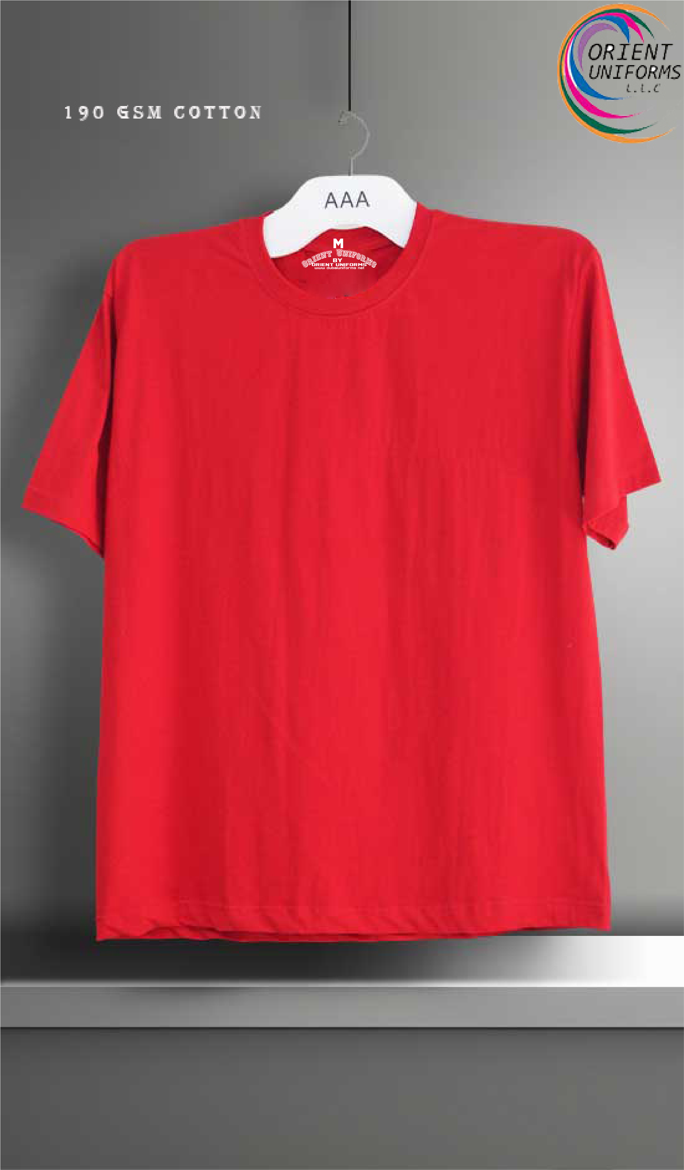 Round Neck Tshirts Red Color Tshirt by Orient Uniforms for customers in Dubai, Abu Dhabi, Sharjah, Ajman and across the UAE