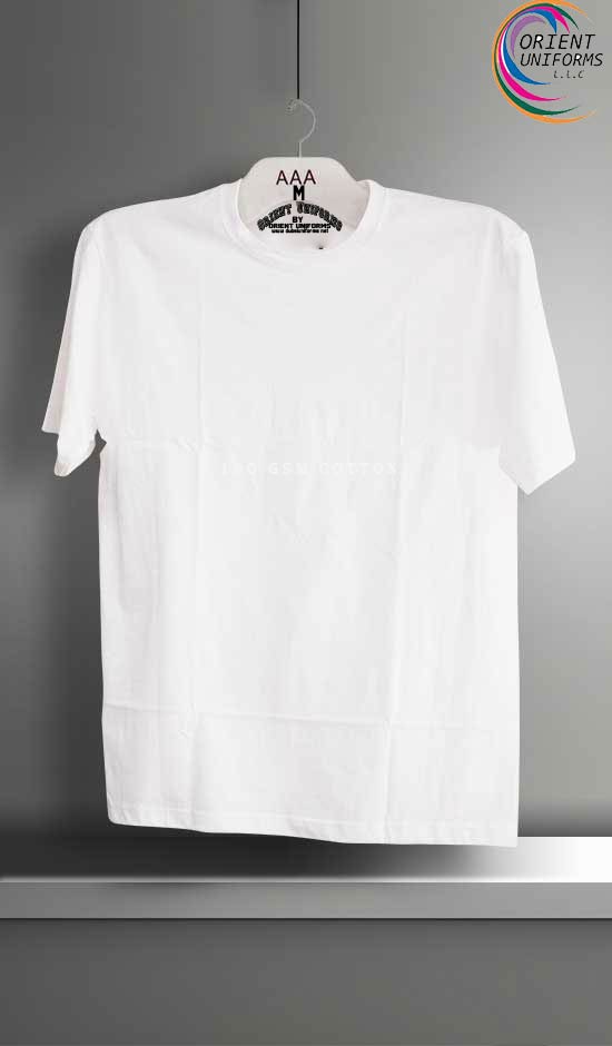 Round Neck Tshirts White Color Tshirt by Orient Uniforms for customers in Dubai, Abu Dhabi, Sharjah, Ajman and across the UAE