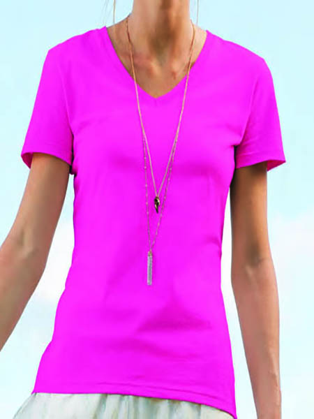 V Neck Tshirts Fuschia Pink Tshirt by Orient Uniforms for customers in Dubai, Abu Dhabi, Sharjah, Ajman and across the UAE